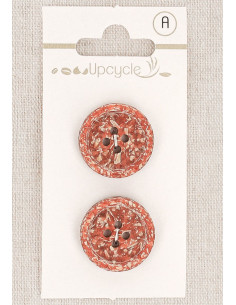 Kaart met 2 koperen knopen van 20 mm met 4 gaten - Fantasieën met omgezoomde rand