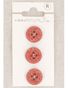 Kaart met 3 rode knopen van 15 mm met 4 gaten - Fantasieën met omgezoomde rand