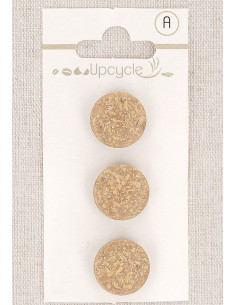Kaart met 3 beige knopen van 15 mm met staart - Fantasieën
