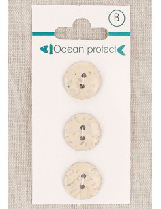 Kaart met 3 beige knopen 15 mm 2 gaten - Plat
