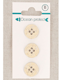 Kaart met 3 beige knopen 15 mm 4 gaten - Gerolde rand