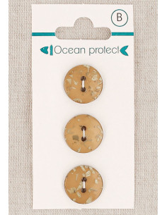 Kaart met 3 camel knopen 15 mm 2 gaten - Plat