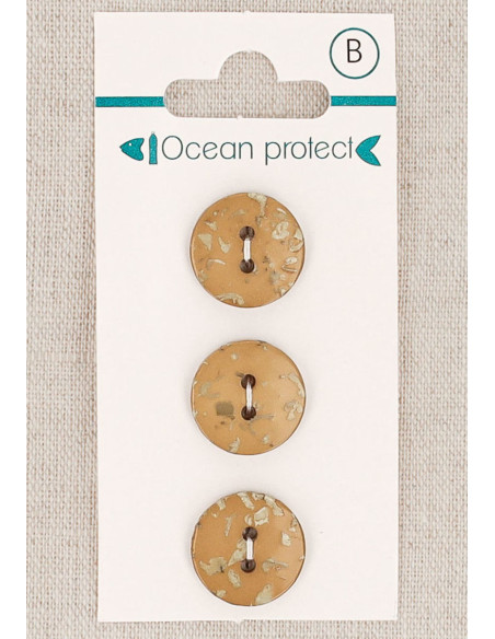 Kaart met 3 camel knopen 15 mm 2 gaten - Plat