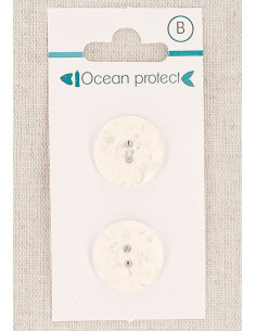 Kaart met 2 witte knopen 18 mm 2 gaten - Rand
