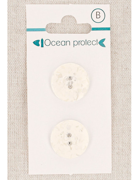 Kaart met 2 witte knopen 18 mm 2 gaten - Rand