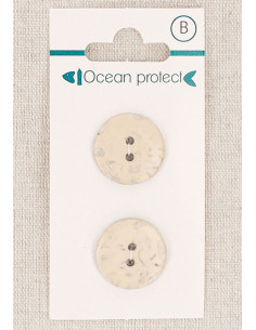 Kaart met 2 beige knopen 18 mm 2 gaten - Plat