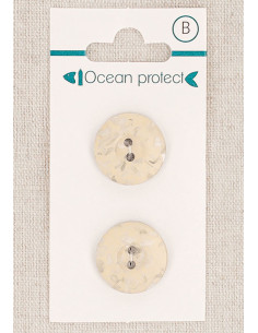 Kaart met 2 beige knopen 18 mm 2 gaten - Rand