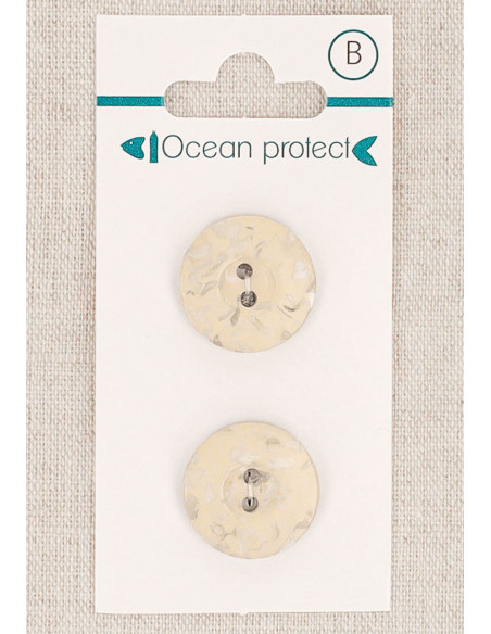 Kaart met 2 beige knopen 18 mm 2 gaten - Rand
