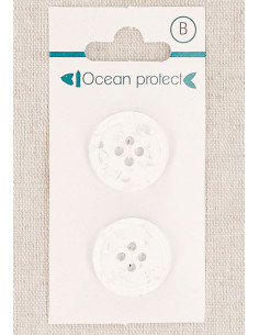 Kaart met 2 witte knopen van 20 mm met 4 gaten - Omgezoomde rand