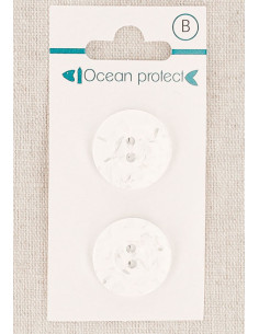 Kaart met 2 witte knopen 20 mm 2 gaten - Rand
