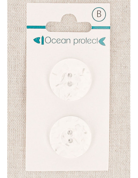 Kaart met 2 witte knopen 20 mm 2 gaten - Rand