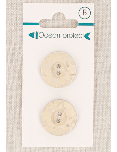 Kaart met 2 beige knopen 20 mm 2 gaten - Rand
