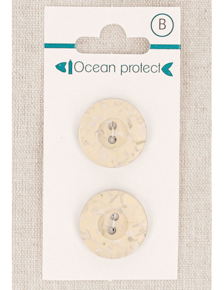 Kaart met 2 beige knopen 20 mm 2 gaten - Rand