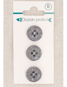 Kaart met 3 paarse knopen 15 mm 4 gaten - Gerolde rand