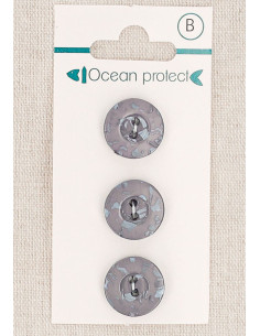 Kaart met 3 paarse knopen 15 mm 2 gaten - Rand
