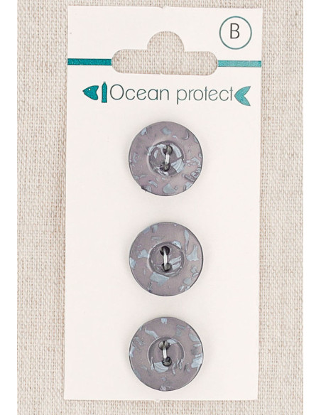 Kaart met 3 paarse knopen 15 mm 2 gaten - Rand