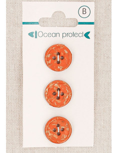 Kaart met 3 baksteen knopen 15 mm 4 gaten - Gerolde rand