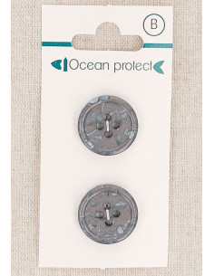 Kaart met 2 paarse knopen 18 mm 4 gaten - Gerolde rand