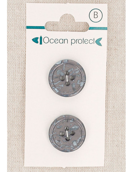Kaart met 2 paarse knopen 18 mm 4 gaten - Gerolde rand