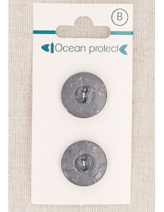 Kaart met 2 paarse knopen 18 mm 2 gaten - Rand