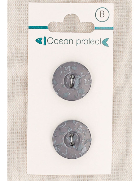 Kaart met 2 paarse knopen 18 mm 2 gaten - Rand