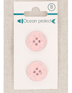 Kaart met 2 roze knopen 18 mm 4 gaten - Gerolde rand