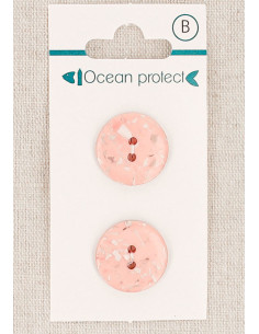 Kaart met 2 roze knopen 18 mm 2 gaten - Plat