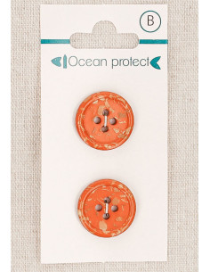 Kaart met 2 baksteen knopen van 18 mm met 4 gaten - Gerolde rand