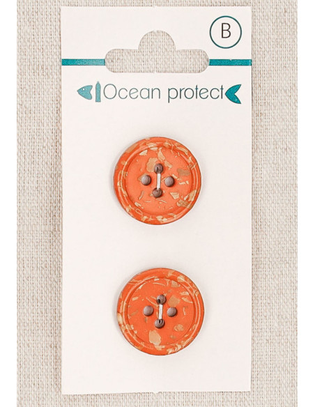 Kaart met 2 baksteen knopen van 18 mm met 4 gaten - Gerolde rand
