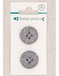 Kaart met 2 paarse knopen 20 mm 4 gaten - Gerolde rand