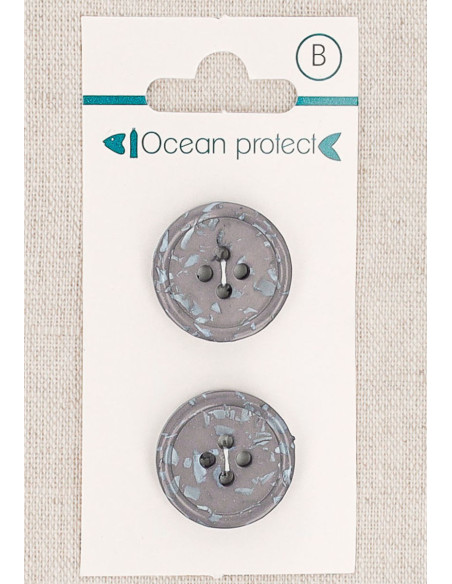 Kaart met 2 paarse knopen 20 mm 4 gaten - Gerolde rand