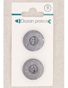 Kaart met 2 paarse knopen 20 mm 2 gaten - Rand