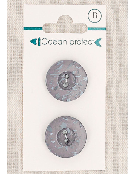 Kaart met 2 paarse knopen 20 mm 2 gaten - Rand