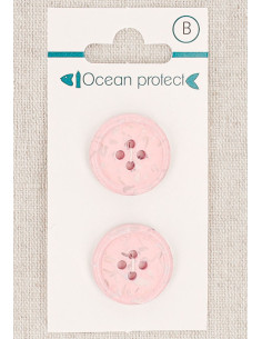 Kaart met 2 roze knopen 20 mm 4 gaten - Omgezoomde rand