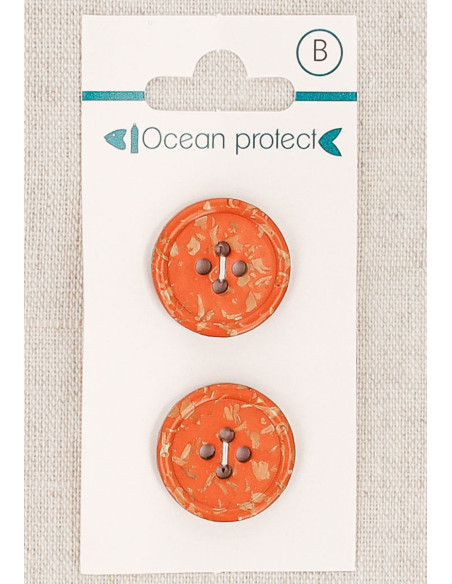 Kaart met 2 baksteen knopen van 20 mm met 4 gaten - Gerolde rand