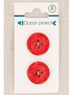 Kaart met 2 rode knopen 20 mm 4 gaten - Gerolde rand