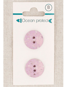 Kaart met 2 lavendelkleurige knopen van 18 mm met 2 gaten - Plat