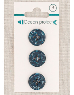 Kaart met 3 marineblauwe knopen 15 mm 4 gaten - Gerolde rand