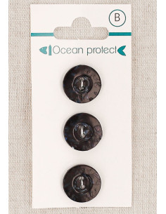 Kaart met 3 zwarte knopen 15 mm 2 gaten - Rand