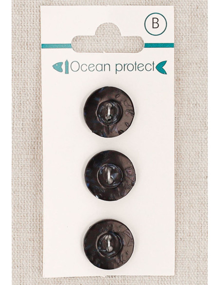 Kaart met 3 zwarte knopen 15 mm 2 gaten - Rand