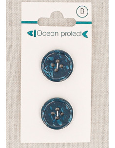 Marineblauwe knoop met 2 knoppen, 18 mm, 4 gaten - Gerolde rand