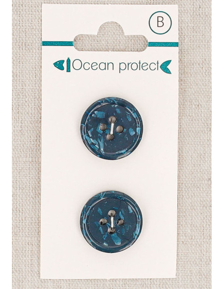 Marineblauwe knoop met 2 knoppen, 18 mm, 4 gaten - Gerolde rand