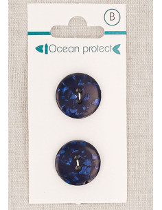 Marineblauwe knoop met 2 gaten 18 mm - Plat