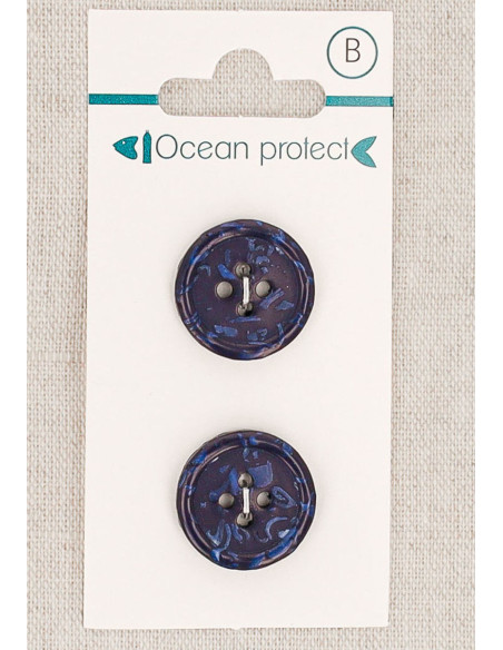 Marineblauwe knoop met 2 knoppen, 18 mm, 4 gaten - Gerolde rand