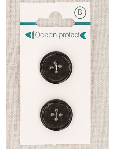 Kaart met 2 zwarte knopen 18 mm 4 gaten - Gerolde rand