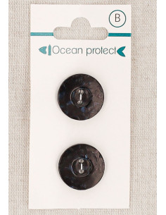 Kaart met 2 zwarte knopen 18 mm 2 gaten - Rand
