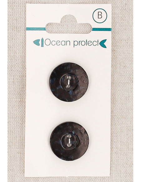 Kaart met 2 zwarte knopen 18 mm 2 gaten - Rand