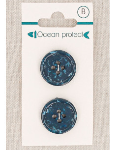 Marineblauwe knoop met 2 knoppen, 20 mm, 4 gaten - Gerolde rand