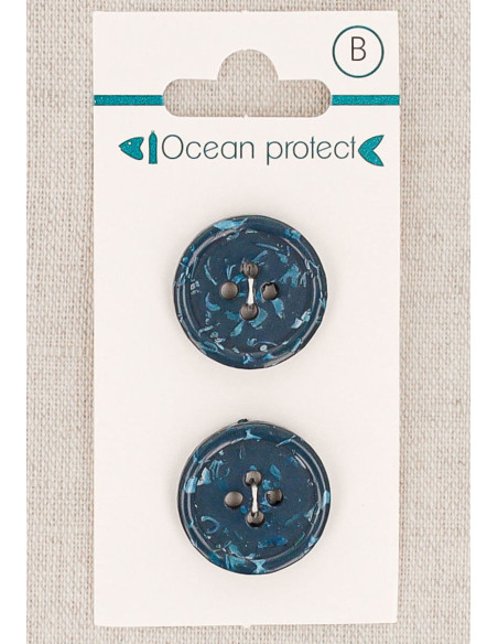 Marineblauwe knoop met 2 knoppen, 20 mm, 4 gaten - Gerolde rand