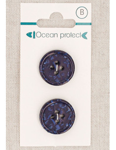Marineblauwe knoop met 2 knoppen, 20 mm, 4 gaten - Gerolde rand